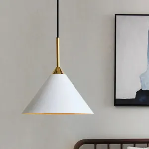 White Minimalist Conical Metal Pendant Ceiling Light with Single Bulb