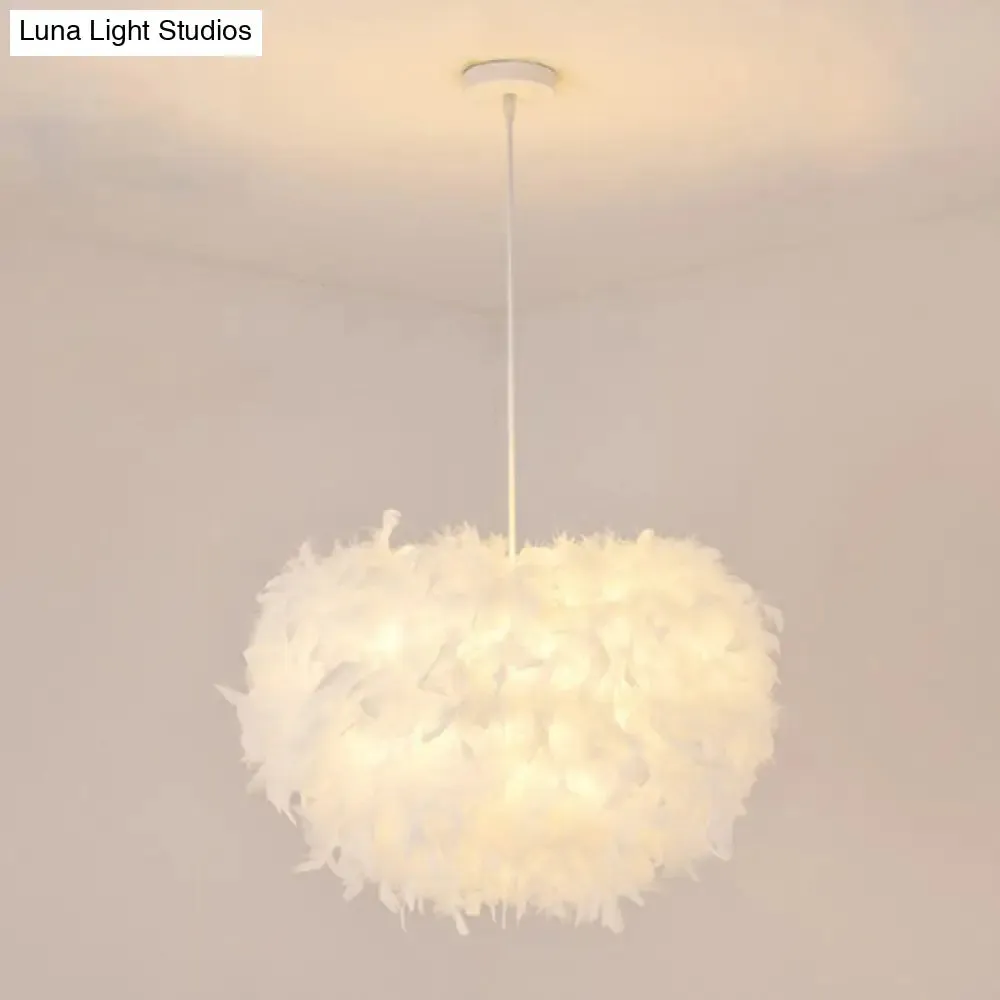 White Minimalistic Hemisphere Pendant Light for Living Room