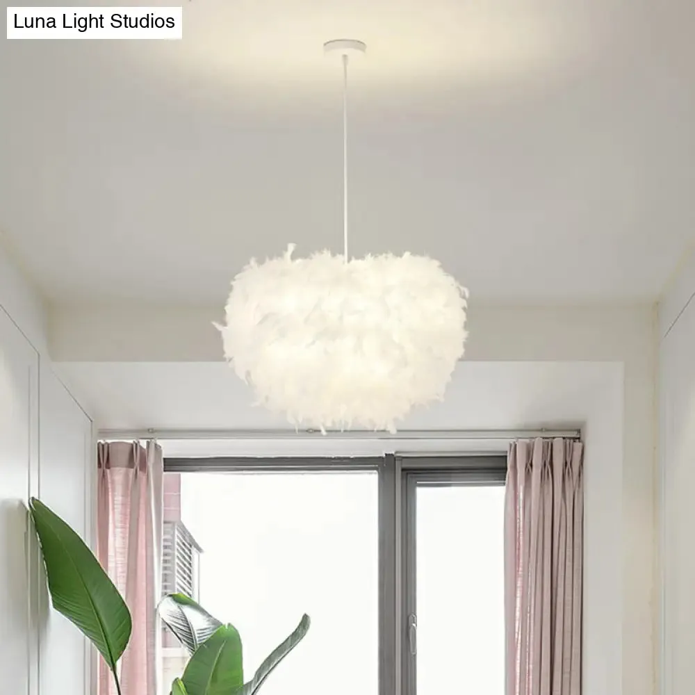 White Minimalistic Hemisphere Pendant Light for Living Room