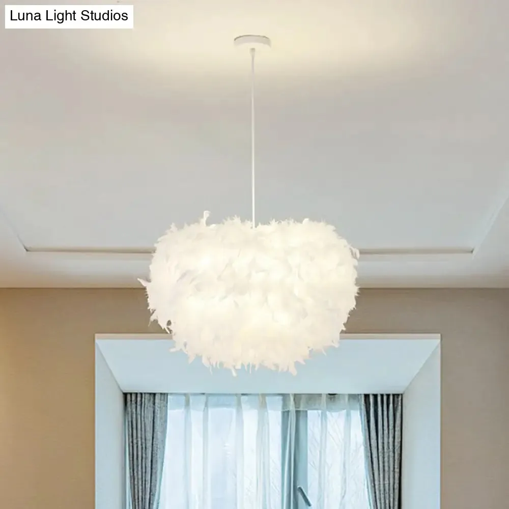 White Minimalistic Hemisphere Pendant Light for Living Room