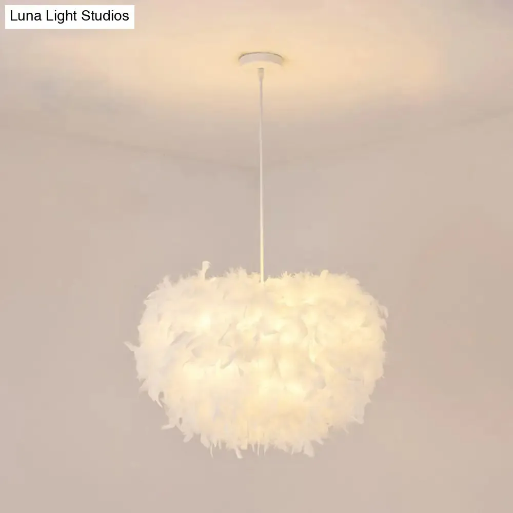 White Minimalistic Hemisphere Pendant Light for Living Room