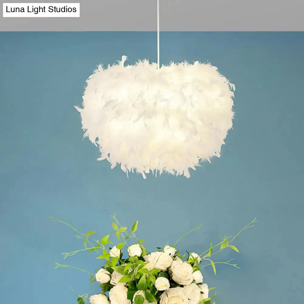 White Minimalistic Hemisphere Pendant Light for Living Room