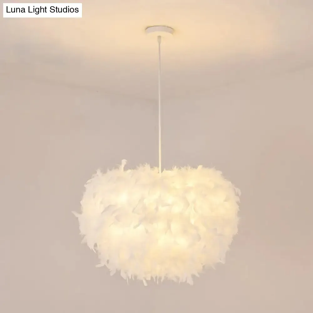 White Minimalistic Hemisphere Pendant Light for Living Room