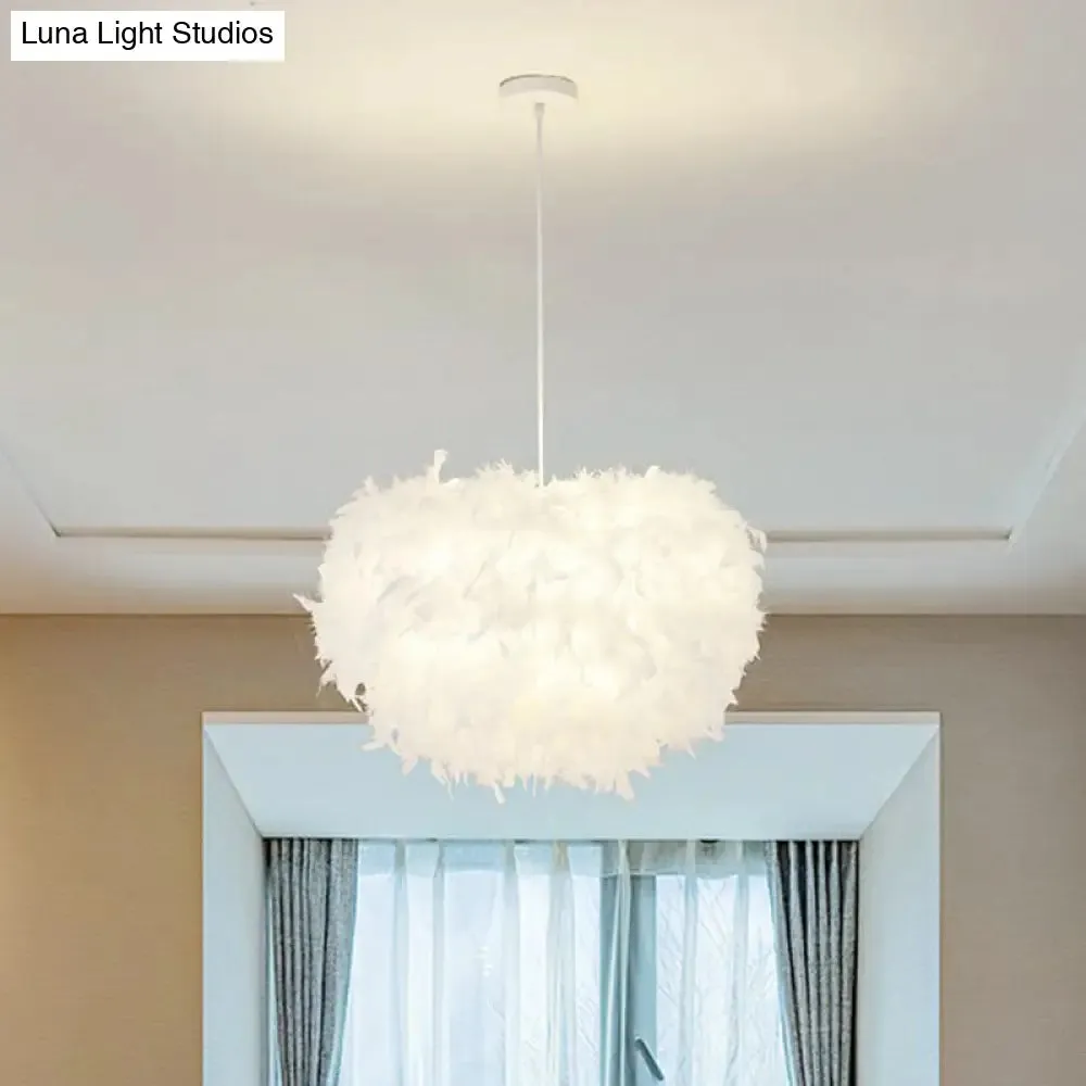 White Minimalistic Hemisphere Pendant Light for Living Room