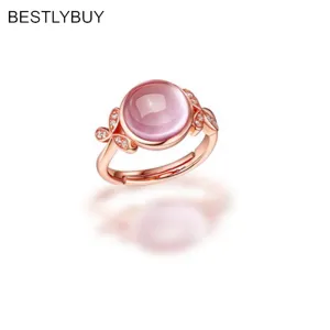 Women Rose Quartz 925 Sterling Silver Ring Fine Jewelry