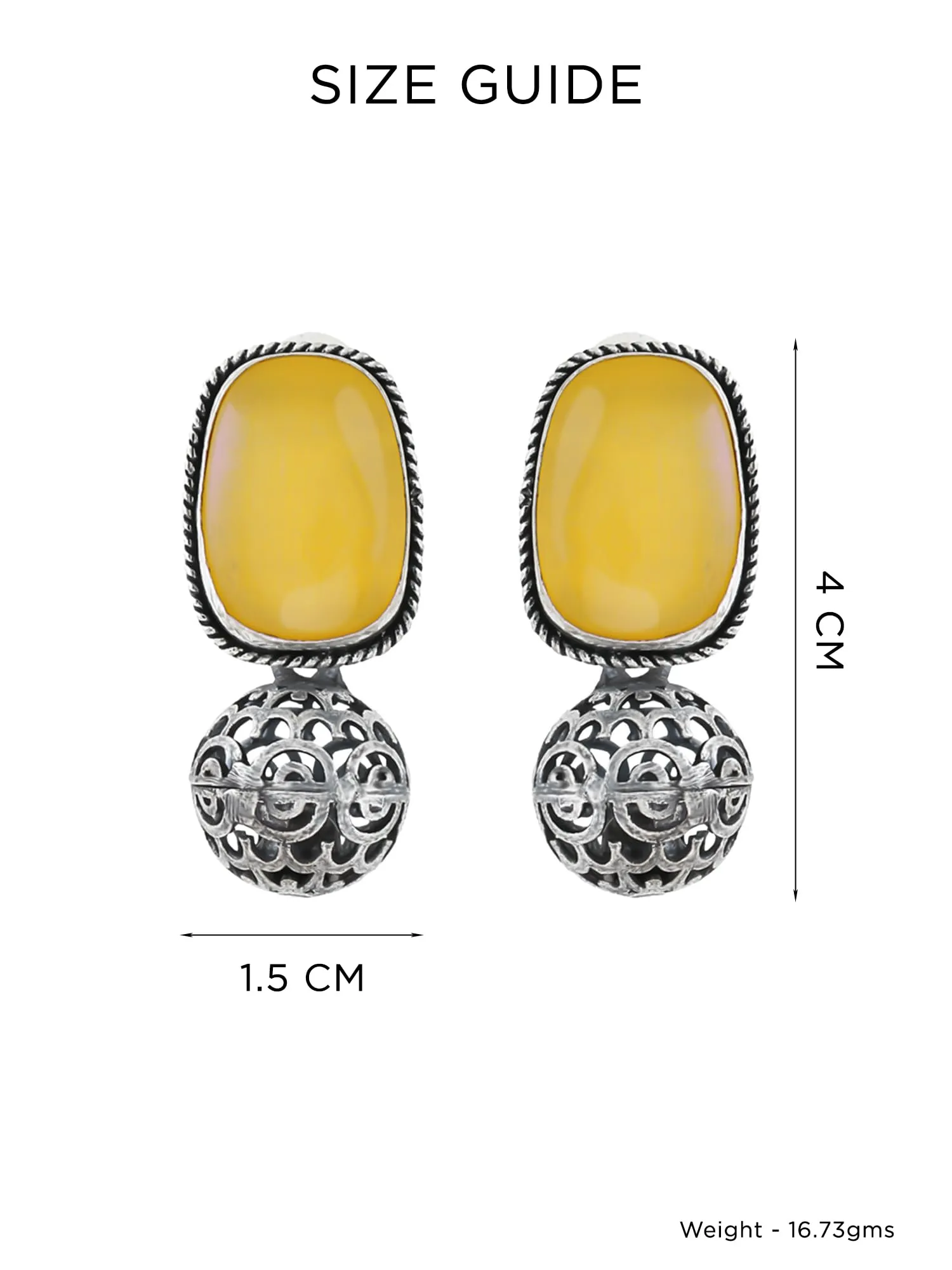 Yellow Chimes Silver Oxidised Earrings for Women & Girls | Traditional Oxidised Silver Drop Earrings Afghani Style Yellow Monalisa Stone Studded Earrings | Birthday Anniversary Gift for Wife Women