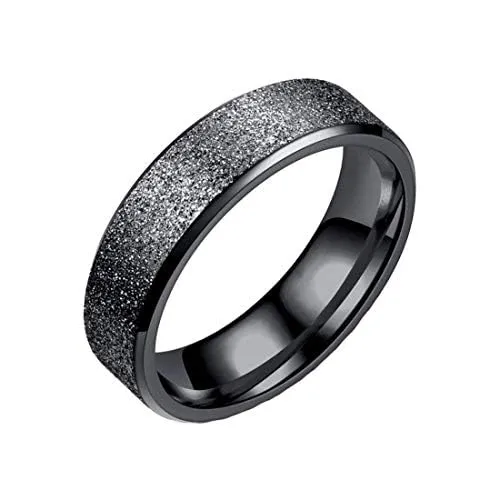 Yellow Chimes Trendy Western Style Titanium Collection Stardust Black Band Stainless Steel Rings for Men and Boys