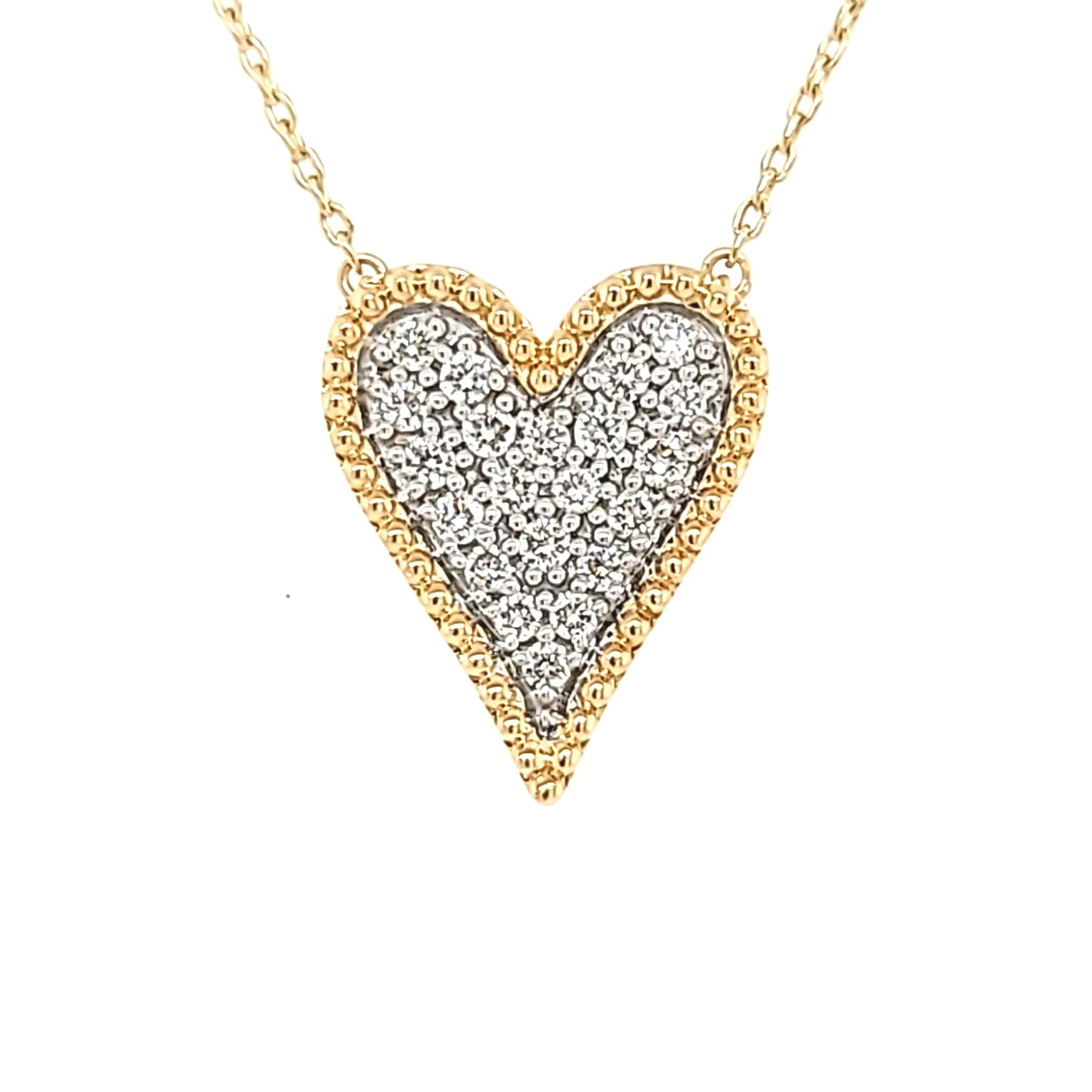 Yellow Gold Pave Diamond Heart Necklace (I7426)