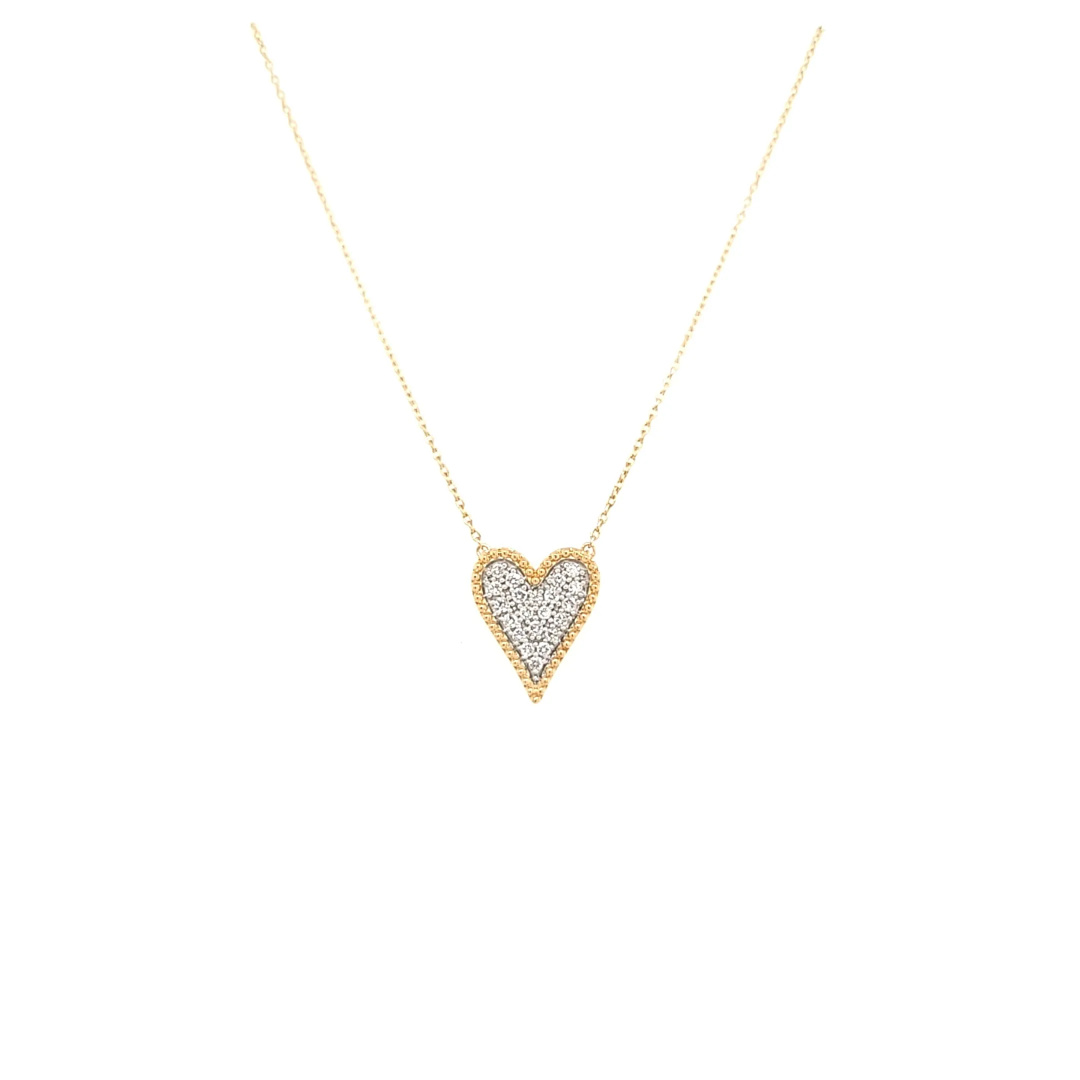 Yellow Gold Pave Diamond Heart Necklace (I7426)