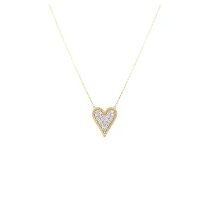 Yellow Gold Pave Diamond Heart Necklace (I7426)